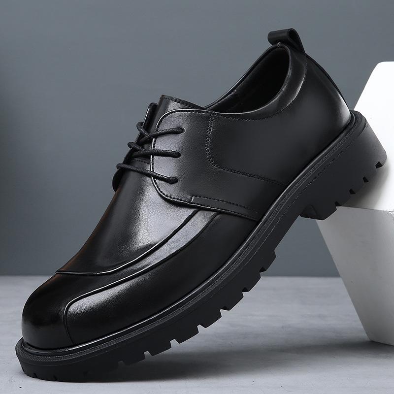 

Мужские черные кожаные туфли, увеличивающие рост – британский стиль, дышащие, для повседневных, деловых или официальных мероприятий 39