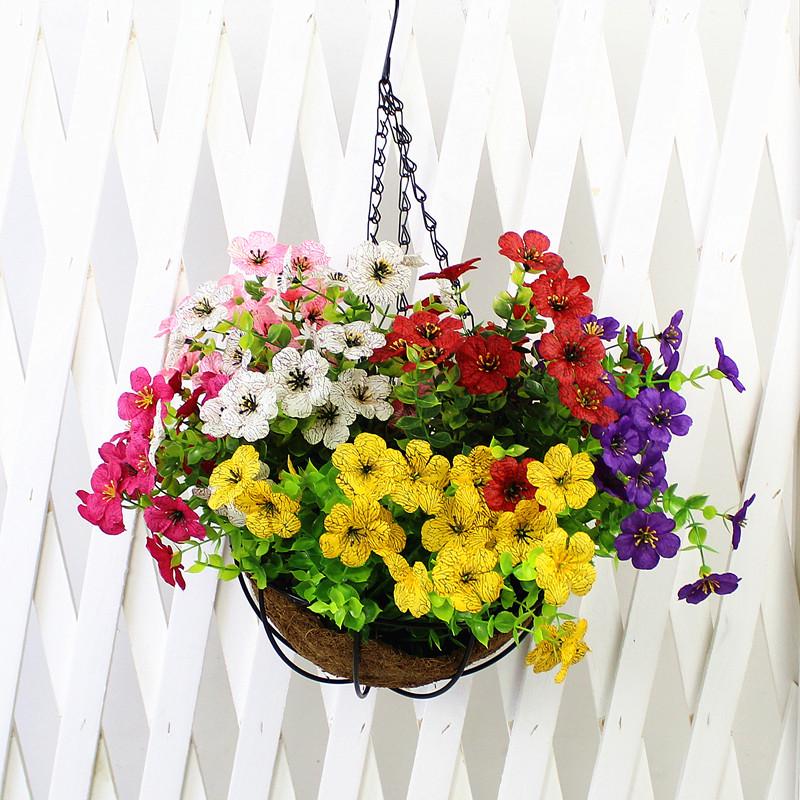 7-Fork Eucalyptus Leaves Violet Artificial Silk Flower Decoration for Dining Table