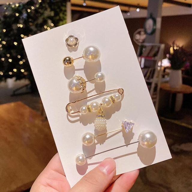 Pin Brooch Set Big Beads Stylish Stylish Clothing Brooches Pearl Lapel Pin Sweater Dress Pin Brooch Pins Badge Women Buckle AccessoriesFashion Jewelry