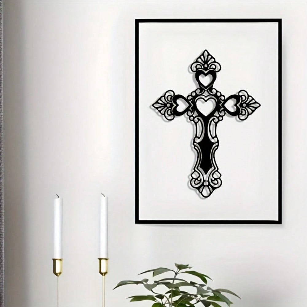 Vintage Metal Wall Cross Ornament Iron Art Decor Home Gift Cafe