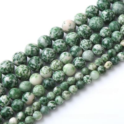 Grüner Schwimmender Punktstein Natur Runde Perlen 15" Strang Glatte Lose Zwischenperlen 4/6/8/10/12mm für Schmuckherstellung DIY Armbänder Zubehör