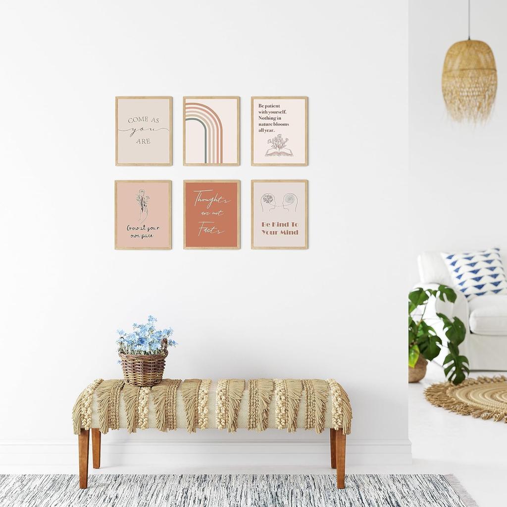 TwoDays Boho Office Decor, Positive Affirmation Posters for Classroom, Therapy Quotes for Women, Bohemian pirational Wall Art for Bedroom, Chic