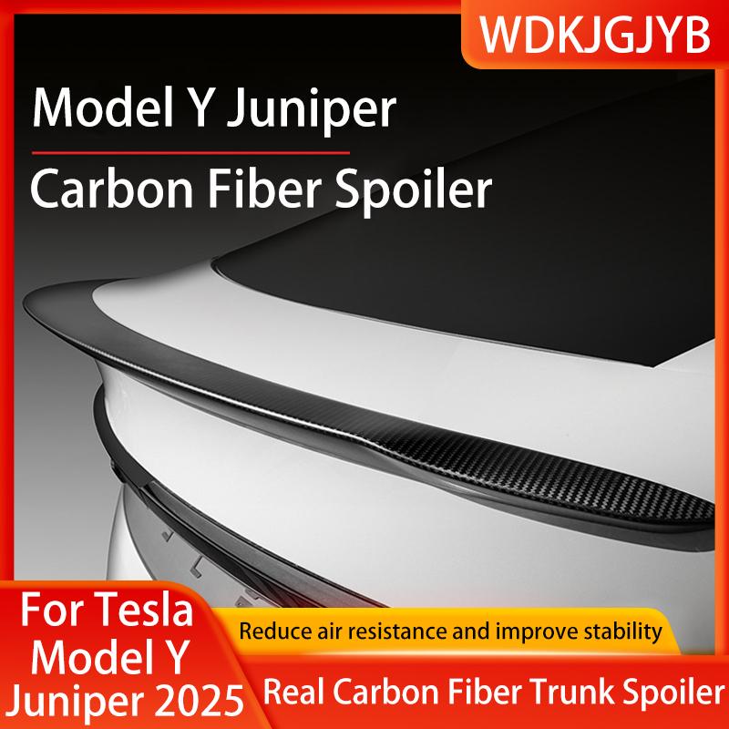 New Car Trunk Wing Spoiler For New Tesla Model Y Juniper 2025+ Real Carbon Fiber Spoiler Tail Fin Real Carbon Fiber Accessories