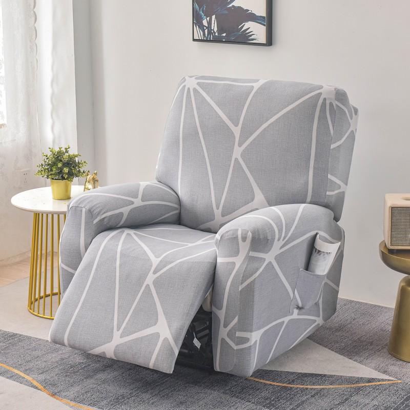 4-Piece Recliner Chair Cover Stretch Chair Cover for Recliner Chair Slipcover for Living Room Recliner Protector with Pocket