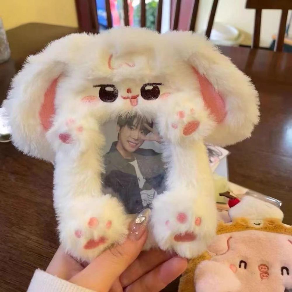 Multifunctional Photocard Case Big Eared Rabbit/Border Collie Plush Photo Card Holder Rabbit/Dog/Cat Card Case School Office
