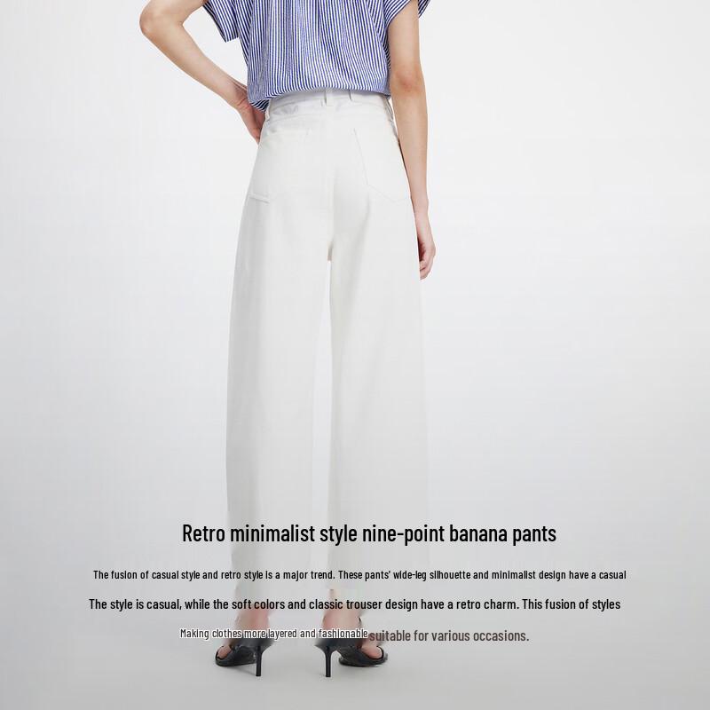 Navigare Women's Cotton Wide-Leg Cropped Banana Pants