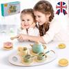 Colorful Wooden Ice Cream Shop Pretend Play Set For Kids With Realistic Tea Set Features