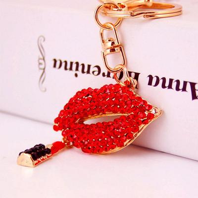Chic Diamond Red Lips Keychain Pendant for Ladies' Bags