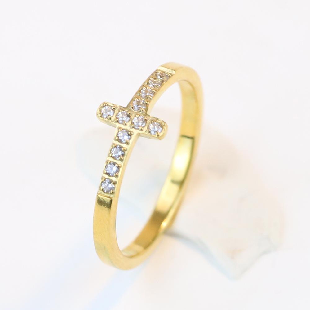 Cross-border Hot-Selling 7MM Zircon Inlaid Stainless Steel Ring for Women