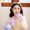 Half Finger Flip Cover Student Mittens Thick Plush Riding/Writing Gloves Knit Gloves  3-12Years