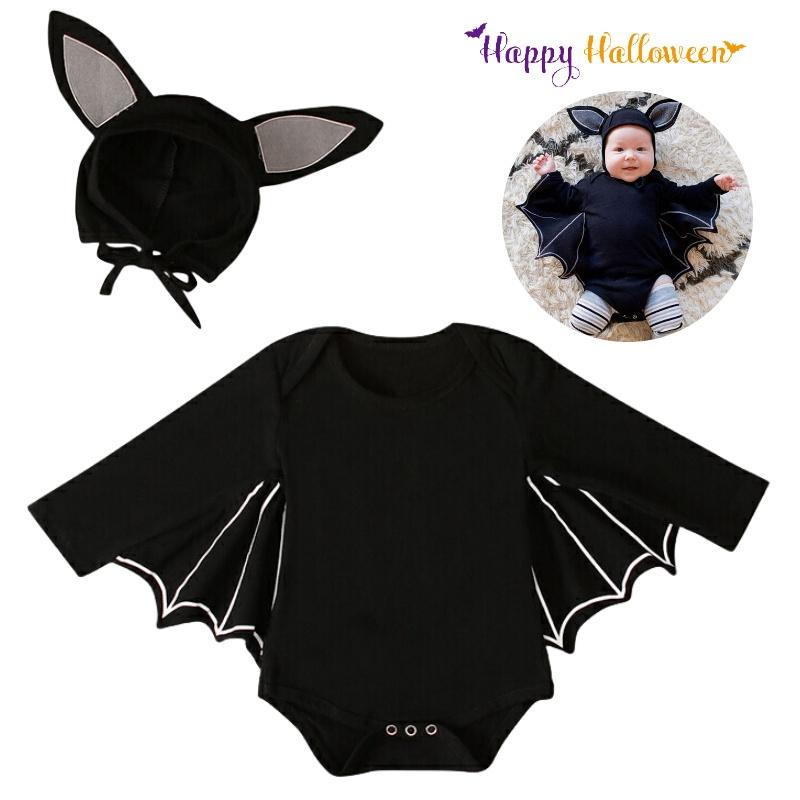 Boys And Girls European And American Style Halloween Batman Hat Long Sleeve Jumpsuit Set
