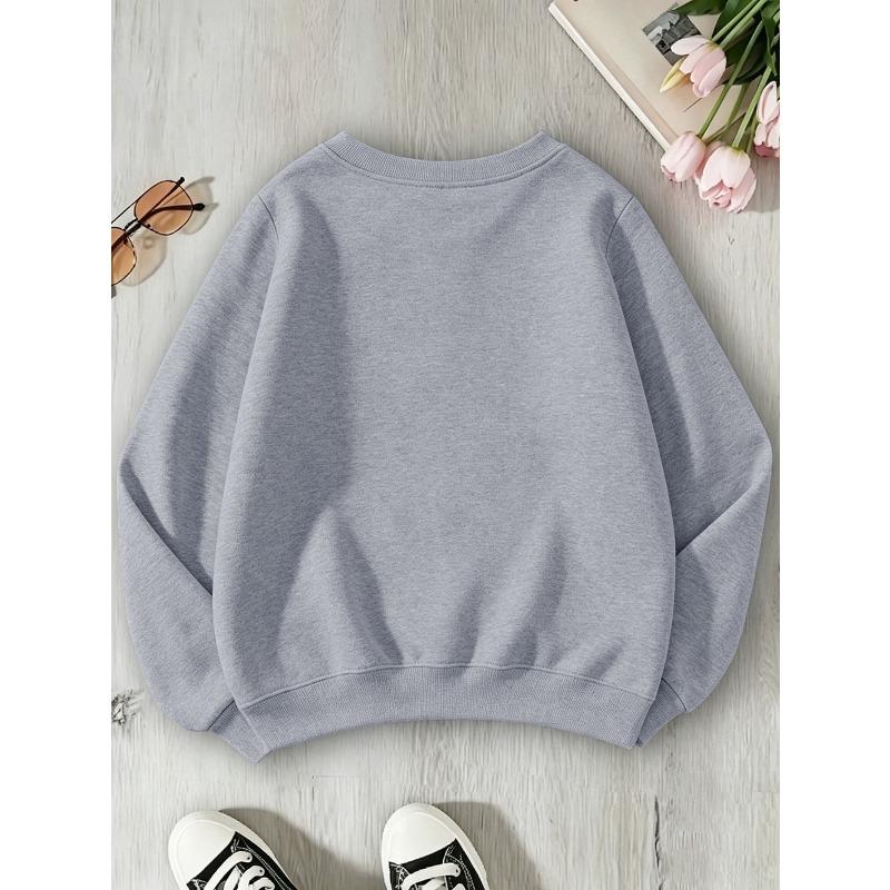 Cat Mother Girls Autumn And Winter Fashion Sweatshirt Creative Christmas Elements Casual Long Sleeve Round Neck, Girl Christmas Gift Print