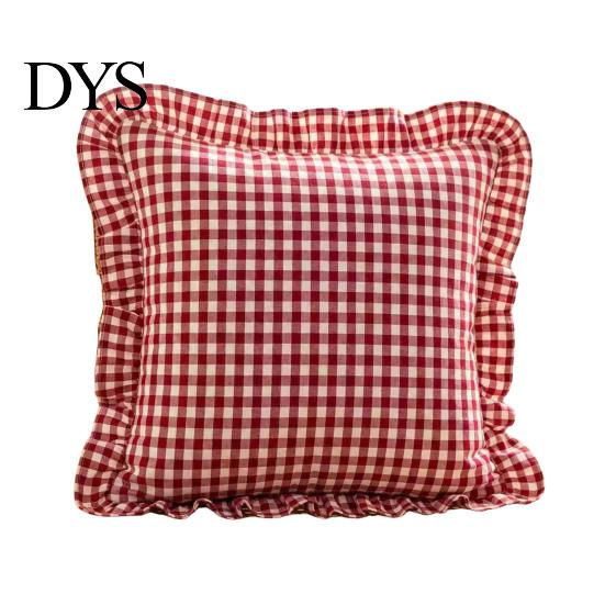 Quadratischer Schlafsofa-Deko-Rüschen-Kissenbezug, Baumwoll-Karomuster-Hülle mit Rüschenrand, 18x18 Unifarbene Kissen Zoll 20x12 Dekorative Hülle für