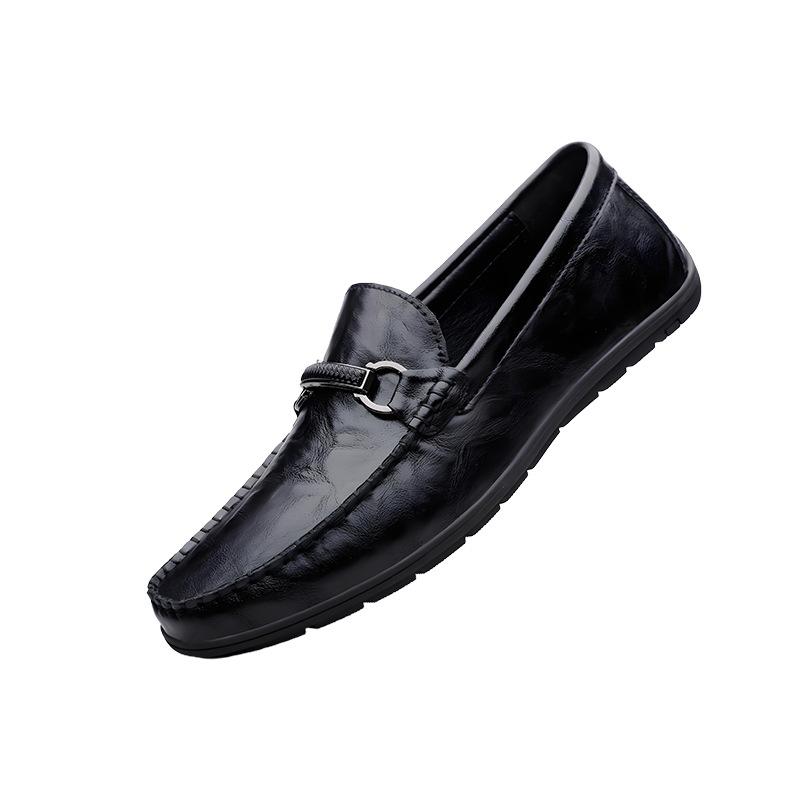 

Simple men s shoes spring high-end Doudou shoes men s leather soft-soled one-pedal lazy casual leather shoes driving shoes 44