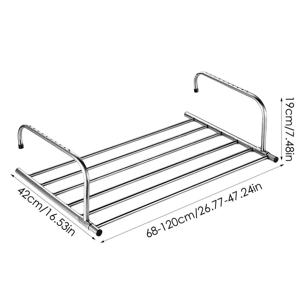 14cm Stainless steel folding drying rack balcony indoor window shoe rack balcony telescopic hanging clothes rack walls Balcony