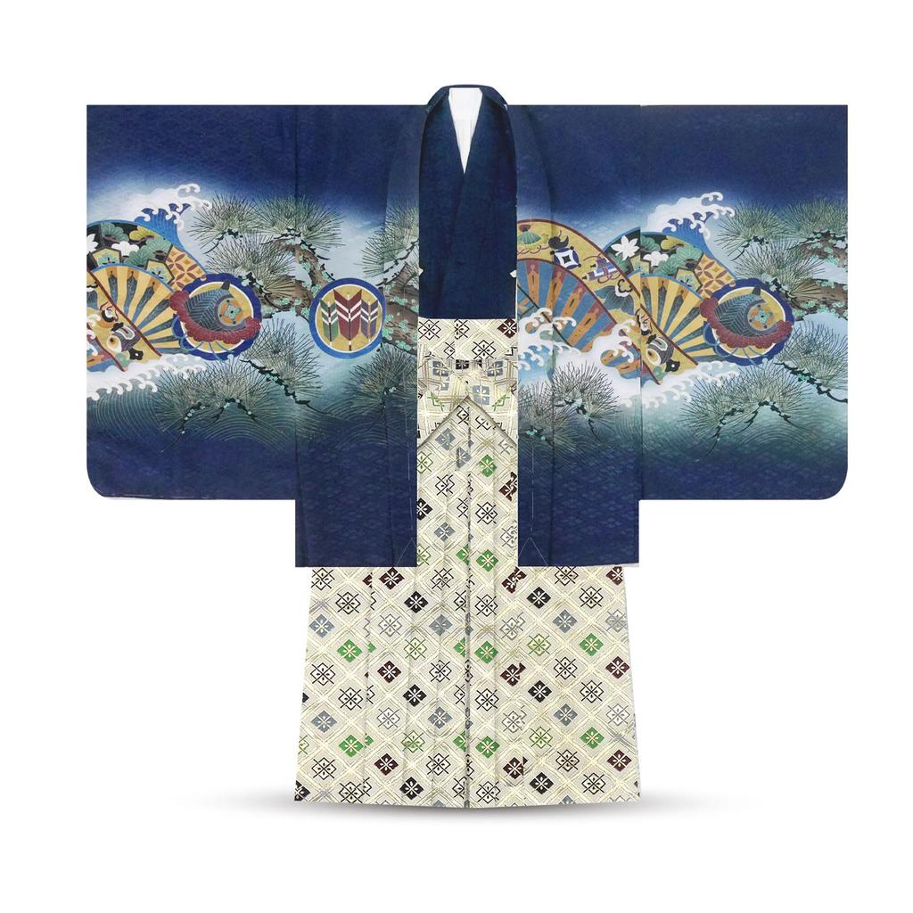 Ensemble Full 753 Paintings years [NISHIORI] Shichi-Go-San Boys' Haori, Hakama, Kimono, Set, Set, (3 old, B-6)