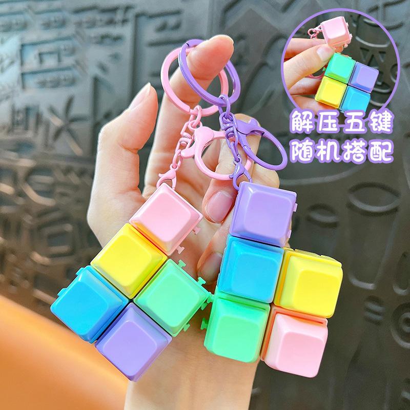Creative DIY Assembly Keys Mechanical Keyboard Toy Keychain Cute Macaron EDC Keyboard Pendant Decompression Toys Holiday Gifts