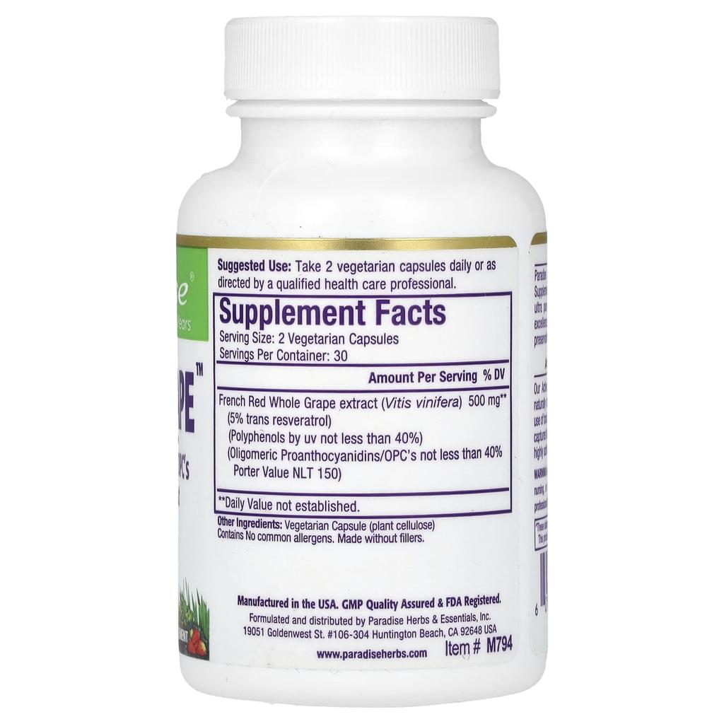 Resvera Grape, Veggie Capsules 60 (250Mg per Capsule)