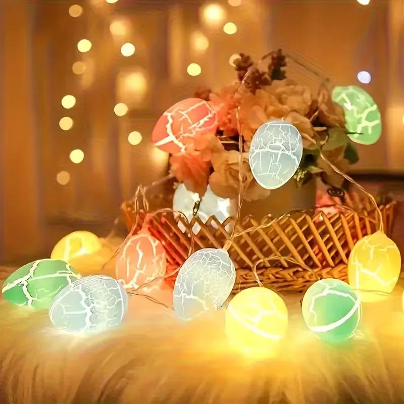 1-5PCS Cracked Egg Design LED Easter String Lights Holiday Decor for Party Birthday Yard Indoor Festival Celebration Lighting