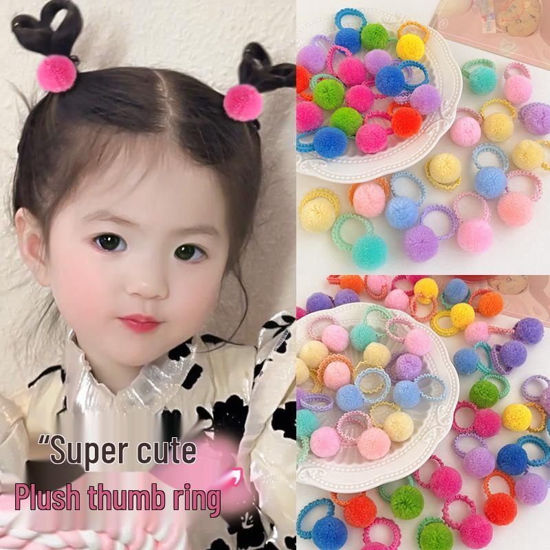 Girls' Cute Lace Pompom Hair Ties: Damage-Free Ponytail Accessories