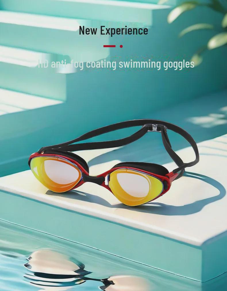 Unisexowe okulary pływackie z silikonu galwanizowanego, przeciwmgielne, wodoodporne - Modne okulary treningowe HD