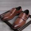 New Gentleman Monk Strap Loafers Black Brown Pattern Patent Leather Shoes For Men Wedding Dress Formal Footwear Zapatos Hombre