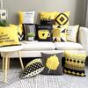Nordic Style Abstract Yellow Geometric Short Velvet Pillowcase Home Sofa Pillow Cushion Cover