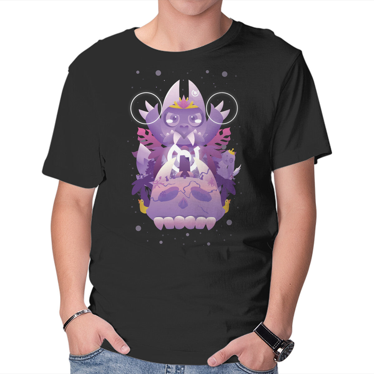 Unisex Crew Neck T-Shirt The King Of Demons Graphic Short Sleeve Casual Tee S