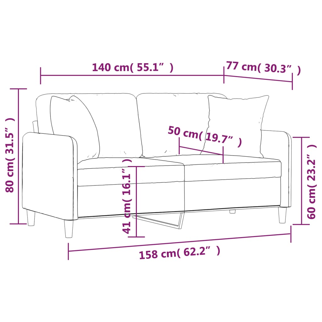 Vidaxl 2-Osobowa Sofa Z Poduszkami, Jasnożółta, 140 Cm, Tkanina