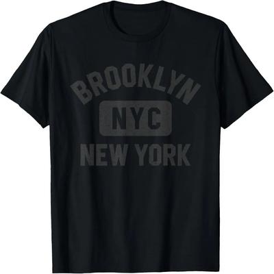 Brooklyn New York Gym Style Distressed Black Print T-Shirt