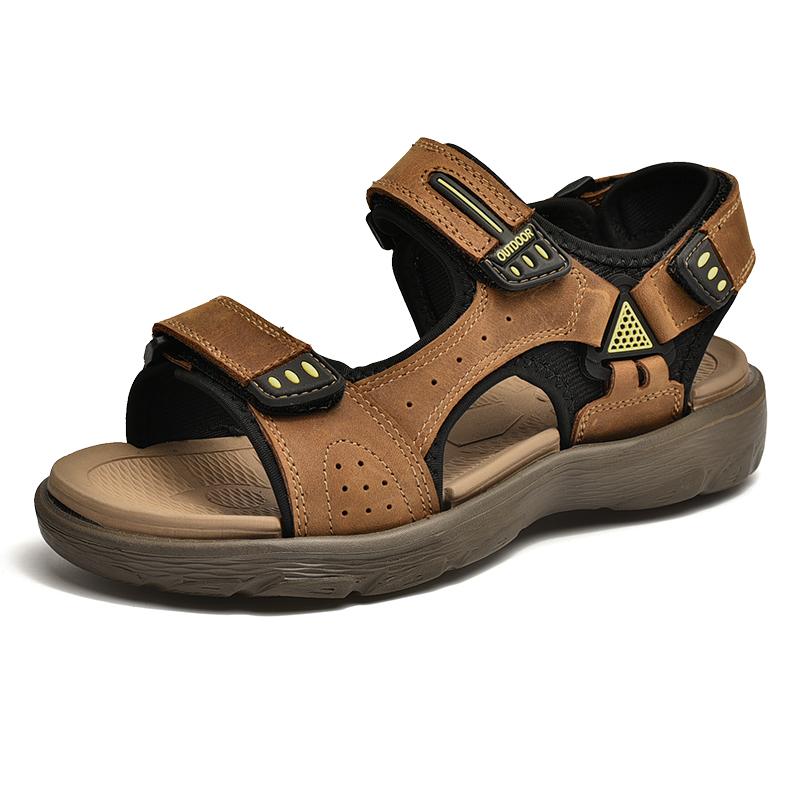 Men's Genuine Leather Sandals Classic Sandal Summer Male Outdoor Casual Lightweight Sandal Fashion Sneakers Big Size 46