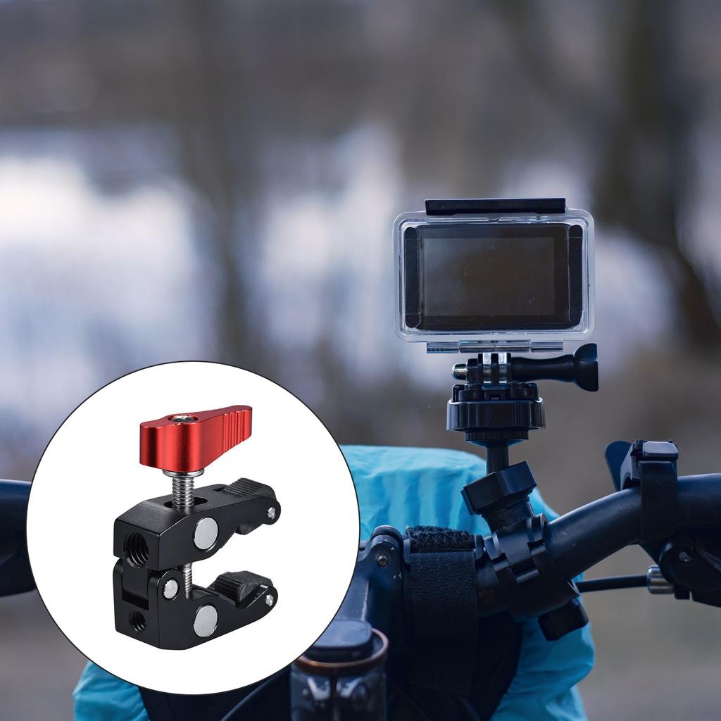 Camera Clamp Mount Photography Support Arm Clamp 1/4 and 3/8 Screw Holes Durability Camera Mount Clamp