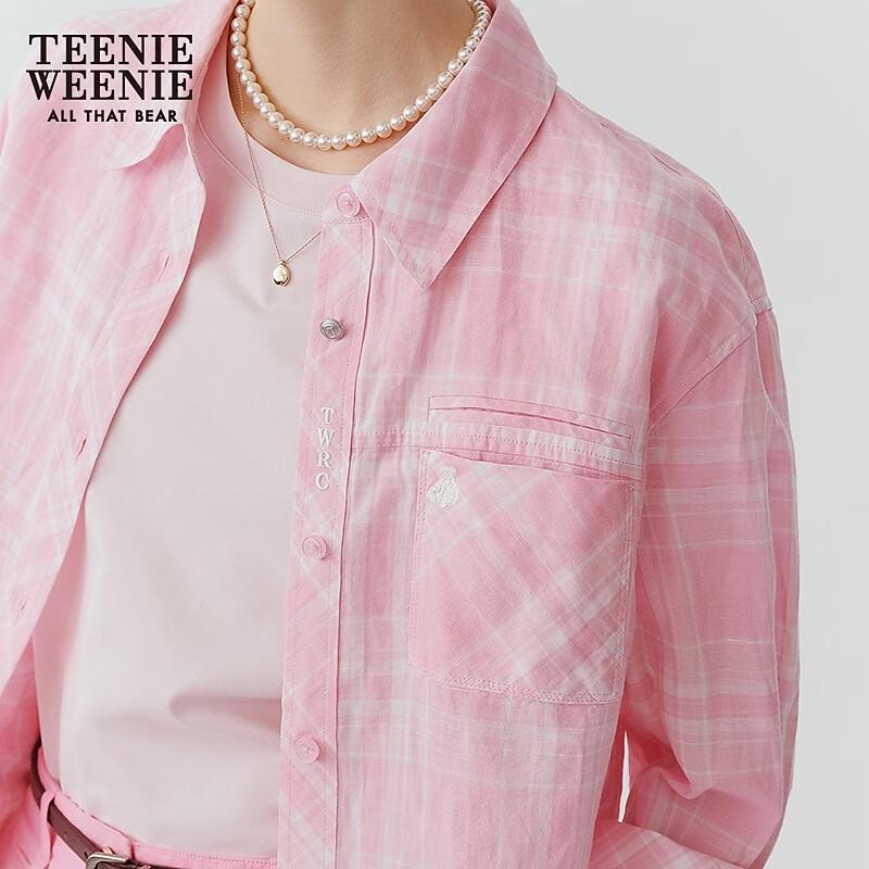 Teenie Weenie Linen Blend Little Bear Plaid French Shirt Jacket