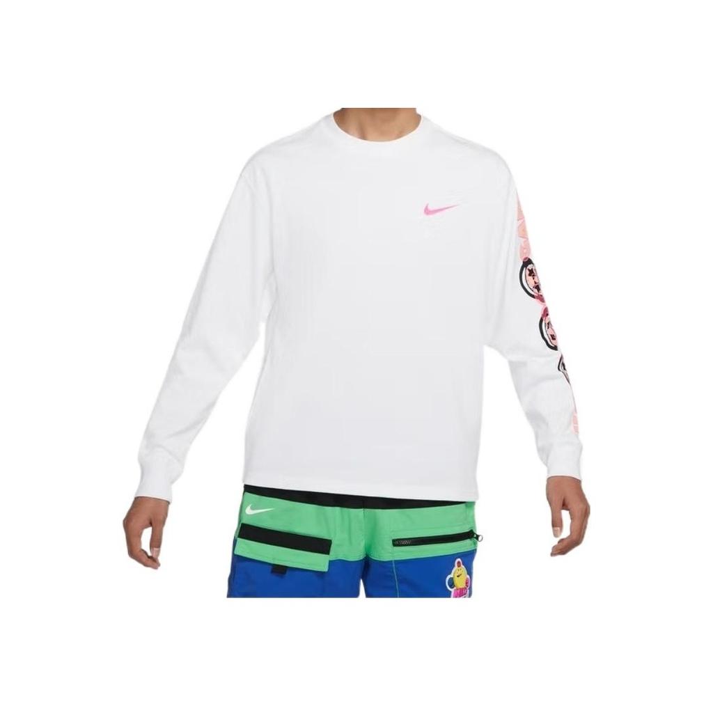 Nike Alphabet Print Crew Neck Long Sleeve T-Shirt Men Tops White DO6946-100