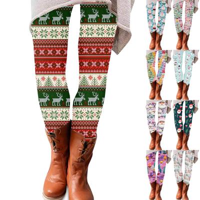 Damenhose mit Weihnachtsdruck, dehnbare, weiche Hose, lässige Schlafhose für zu Hause