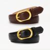 Vintage Gold Buckle Women's Leather Belt - Korean Style Simple Trendy Dress Accessory