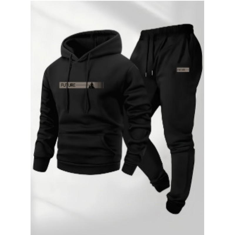 Mens Hooded Oversized Sweatshirt Set Long Sleeve Top Pants Casual Sportswear