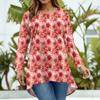 Damenmode Große Größe Rundhals Langarm Casual Print Lose Pullover Top