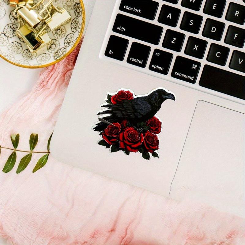 Raven and Red Roses Sticker, Edgar Allen Poe Bookish Merch, Gothic Tattoo Inspired Design, Hand Drawn Crow Art, Witchy Gifts, Dark Academia
