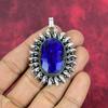 Blauer Saphir Anhänger, handgefertigter Edelstein Anhänger, 925 Sterling Silber Anhänger Antiker Schmuck, Verlobungsgeschenk