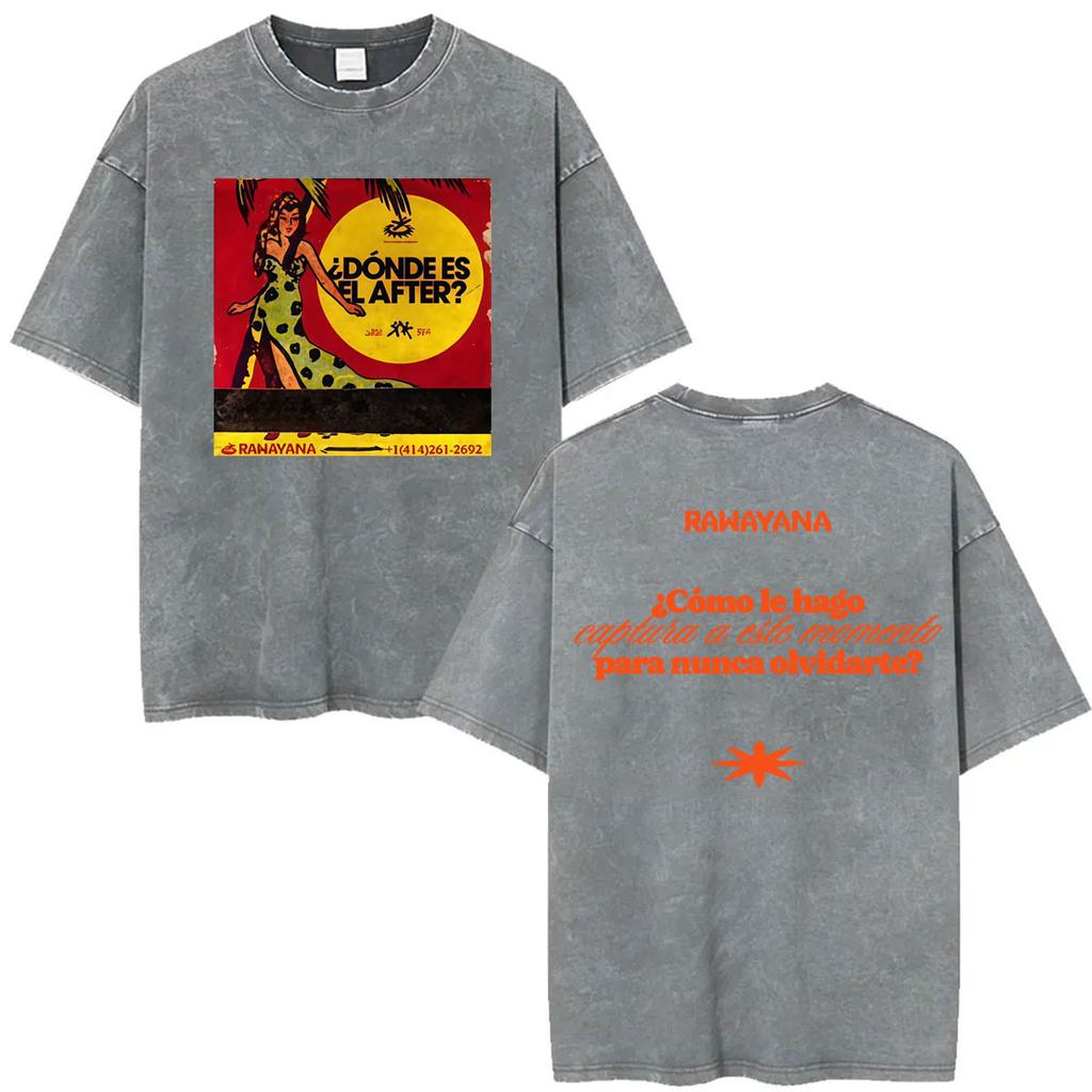 Magliette Vintage Lavate Uomo Donna Moda Hip Hop Pop Musica T Shirt Casual Larga Manica Corta Rawayana Veneka Band Album