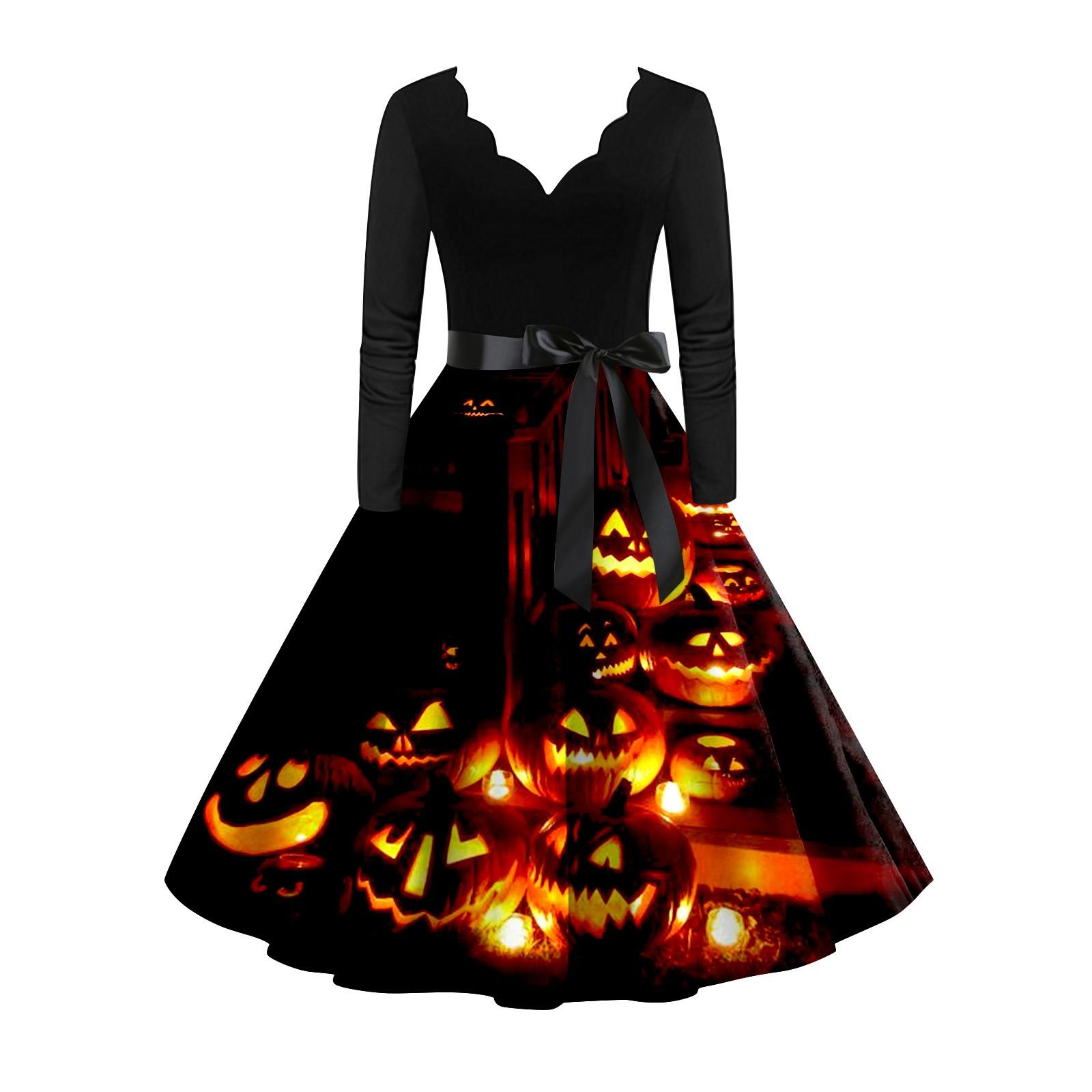 Платье с расклешенным принтом на Хэллоуин для женщин — фото 6