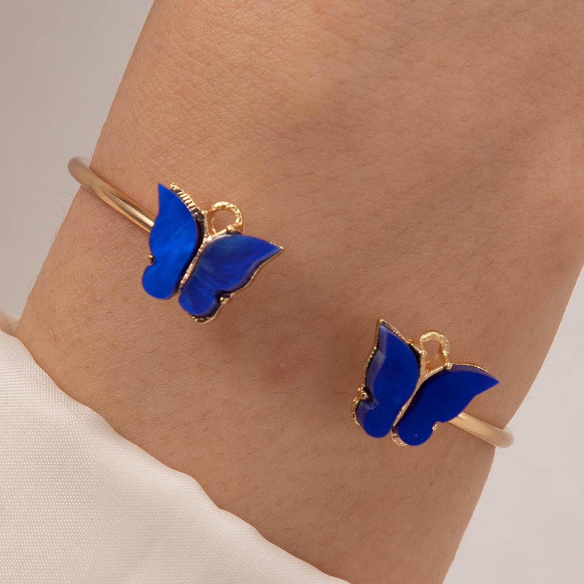 

Accessories, butterfly imitation gemstone hollow four-layer bracelet, geometric opening four-piece bracelet set
