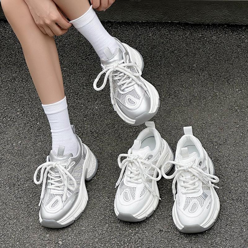 Platform Dad Shoes New Leather Ins Trendy Small Casual Sports Shoes In Spring and Autumn