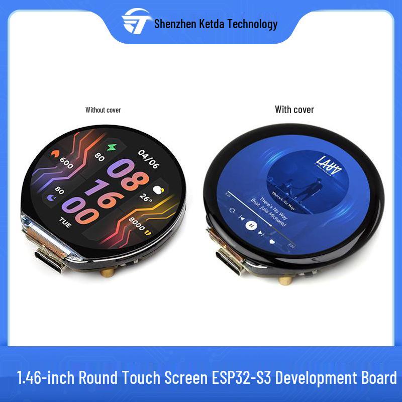ESP32-S3 Round 1.46" Touchscreen Dev Board with AI, WiFi, Bluetooth, and Audio Playback