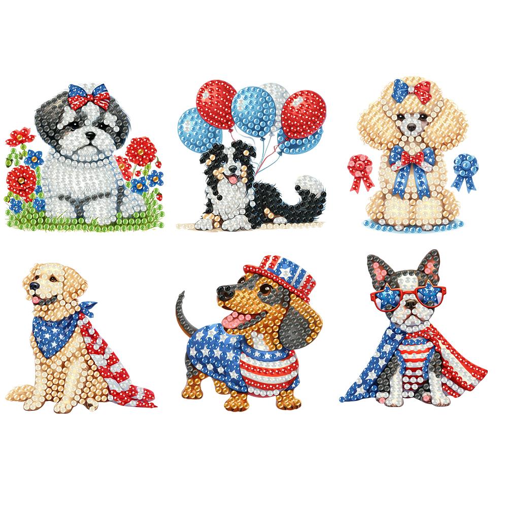 6Pcs 2D/Flat DIY Diamond Painting Fridge Magnets Crystal Sparkling Diamond Magnets Set for Holiday Festive Parties