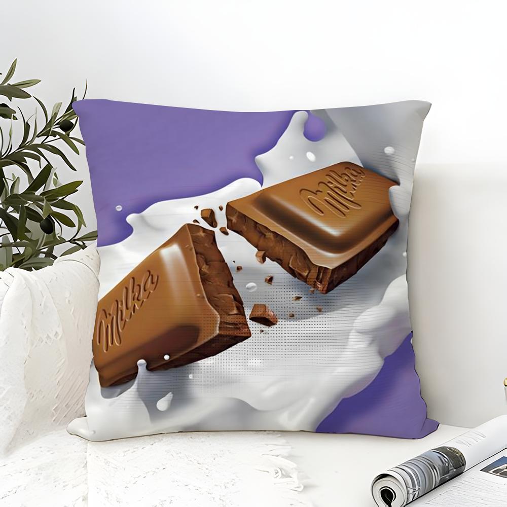 Funny Milka Purple Pillow Case Cotton Linen Fabric Square Zipper Pillowcase Home Decorative Living Room