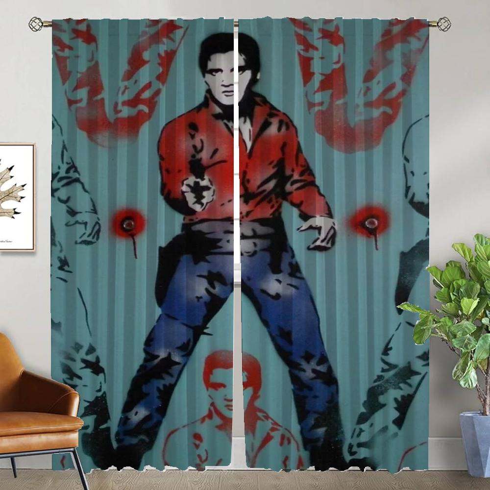 

Кухонные шторы Elvies для гостиной Шторы для домашнего интерьера 2 штуки Хэллоуин украшение Перегородки Затемнение W50xH70cmx2pcs-CL