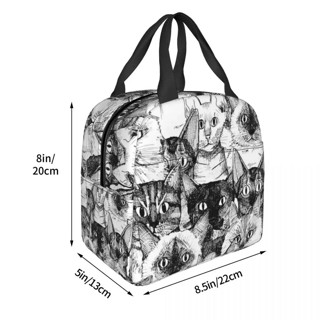 Lunch Bags for Women Kids Animal Cats Pet Cute Thermal Cooler Waterproof Picnic Oxford Lunch Box Bento Pouch