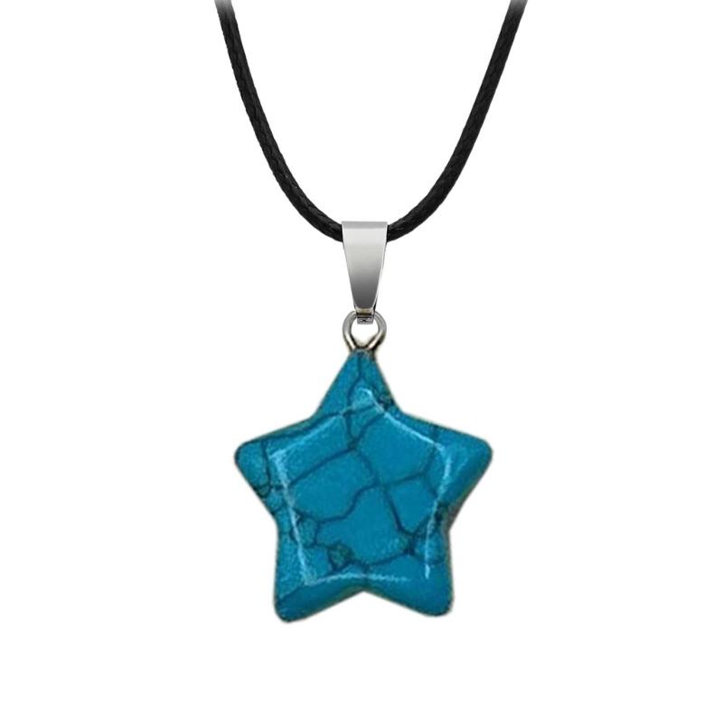 

Color Star Natural Stone Necklace Female Temperament Leather Rope Collarbone Chain Student Adjustable Chain Jewelry